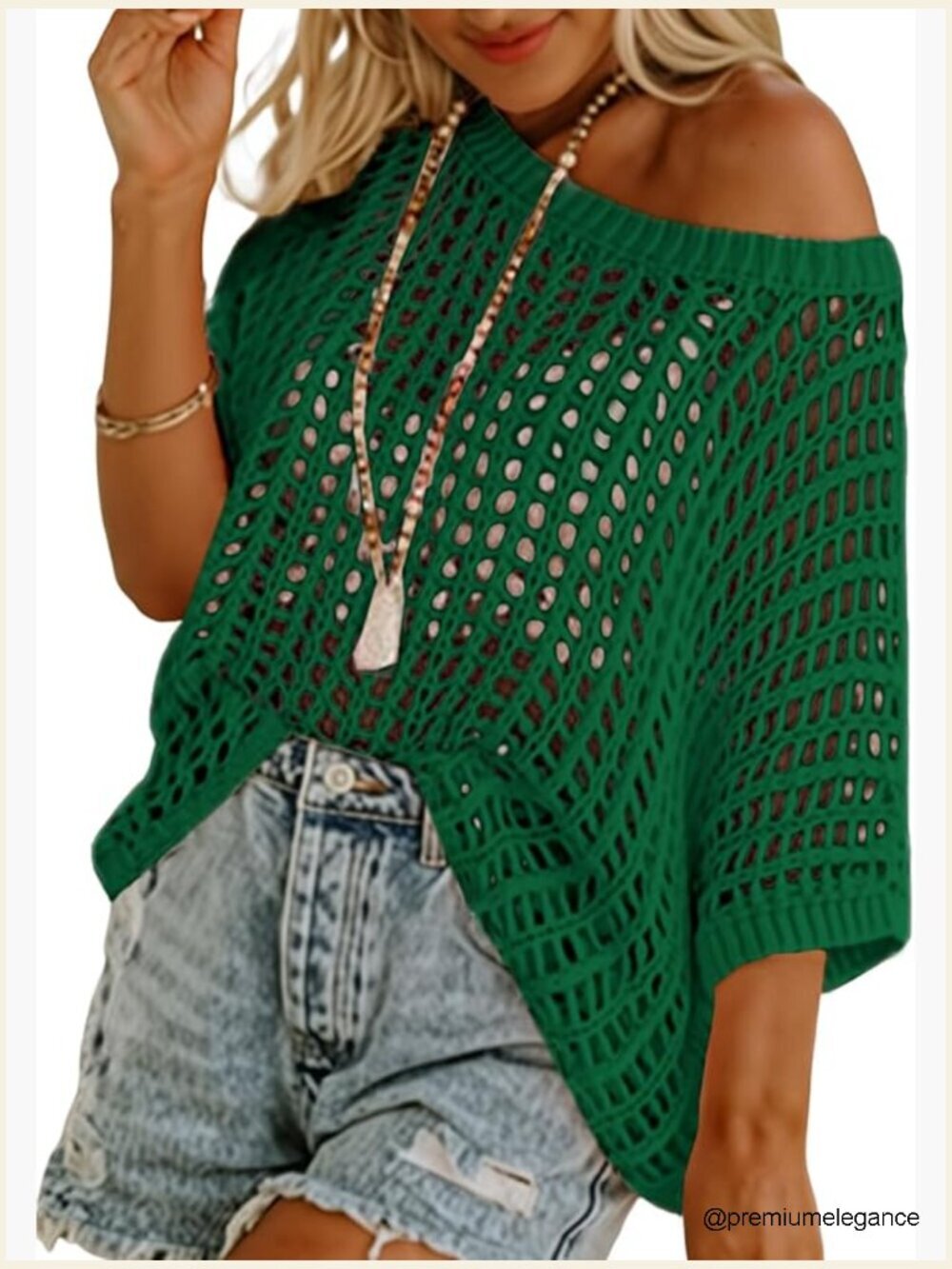 Scoop Neck Short Sleeve Sweater Casual Crochet Hollow Out Knit Top Pullover